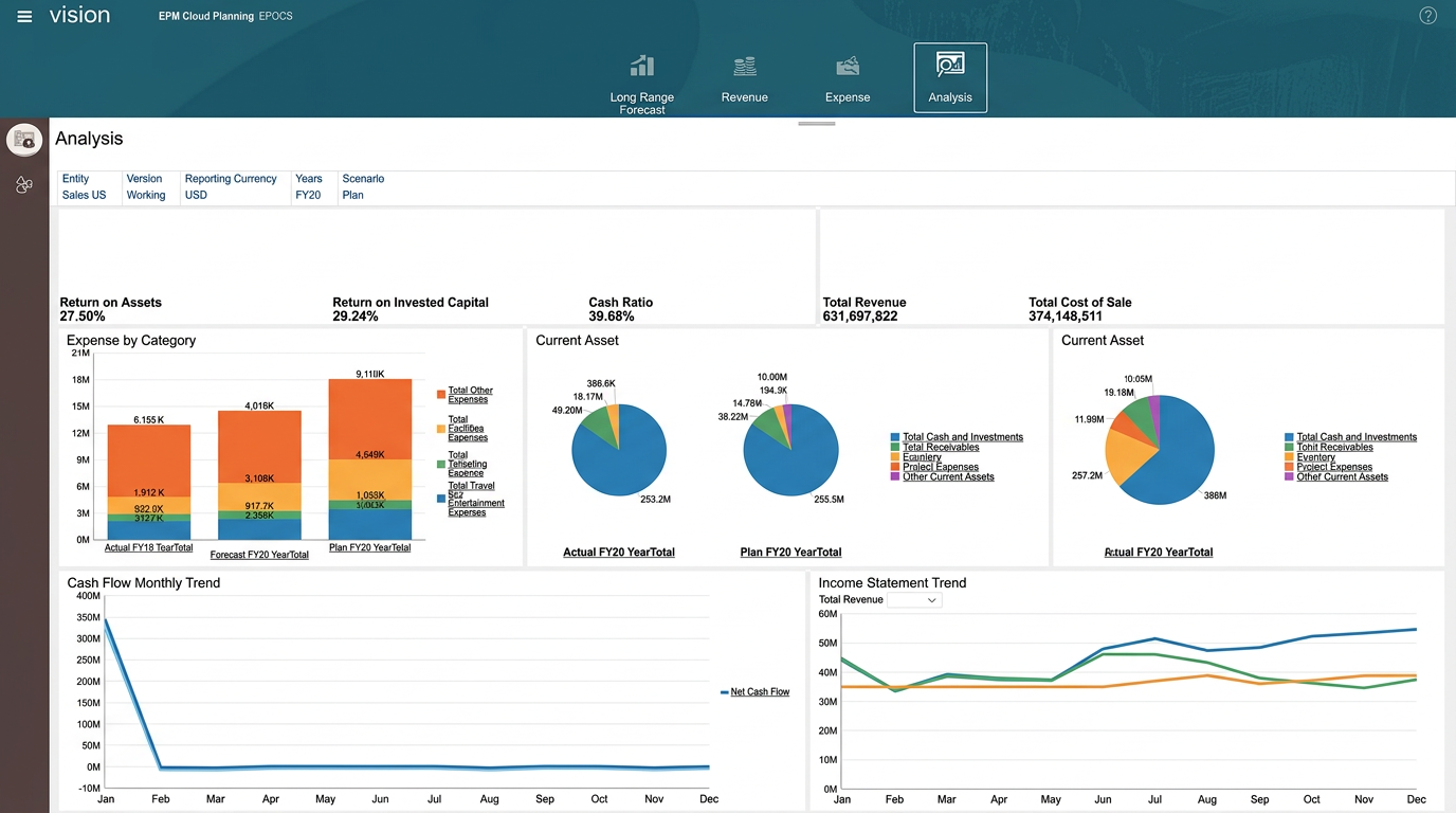 Oracle-style planning analysis dashboard visual